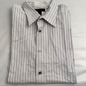 Express Design Studio multicolor gray black white striped button down shirt